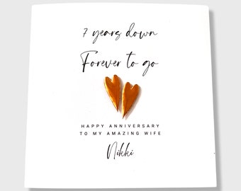 7th Anniversary Card Personalised Copper Wedding Anniversary Him Her