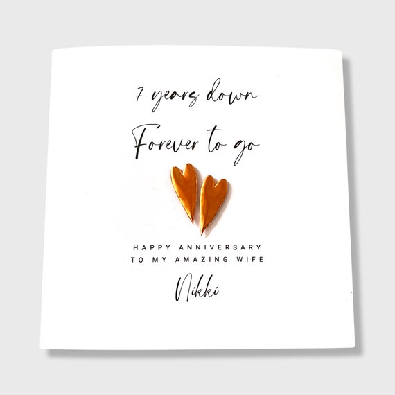 7th Anniversary Card, Personalised Copper Wedding Anniversary Him Her