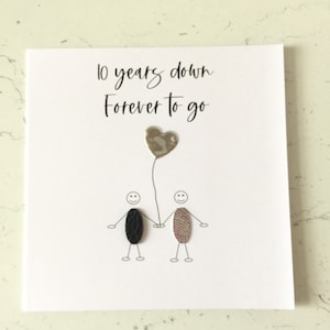 Carte 10e anniversaire de mariage en étain 10 ans plus tard Épouse mari lui son couple fils fille