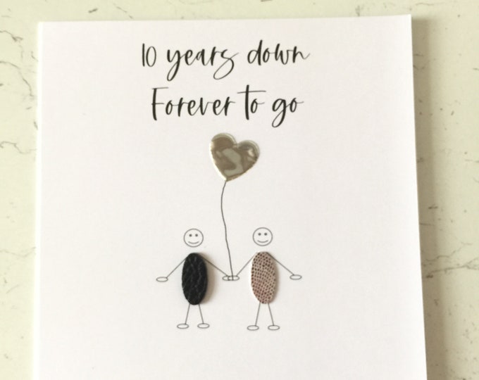 10th Wedding Anniversary Card Tin Anniversary 10 Years Down Wife Husband Him Her Couple Son Daughter