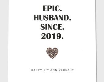 6th Wedding Anniversary Card Iron Anniversary Epic Wife Husband Him Her Couple