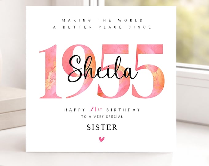 71st Birthday Card 1955, Personalised Sister Mum Grandmother Mummy Nanny Her