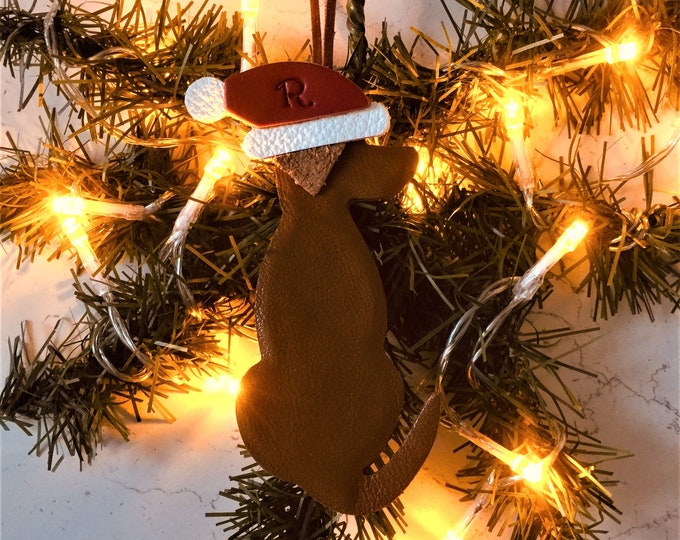 Hungarian Vizsla Christmas Ornament Personalised Leather Vizsla Decoration Tag