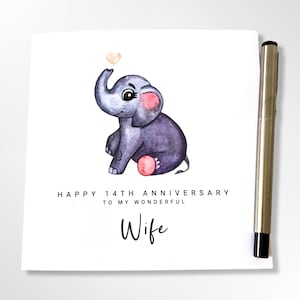 Carte 14e anniversaire de mariage ivoire Carte d'anniversaire de mariage femme mari lui elle