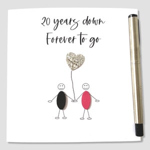 20th Wedding Anniversary Card 20 Years Down Him Her Husband Wife