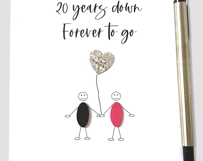 20th Wedding Anniversary Card 20 Years Down Him Her Husband Wife