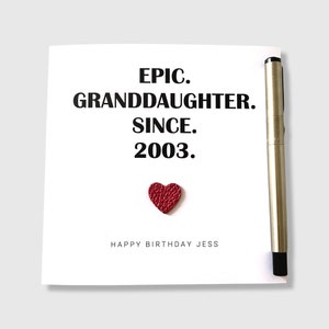 Carte d'anniversaire de petite-fille Carte d'anniversaire personnalisée épique de petite-fille
