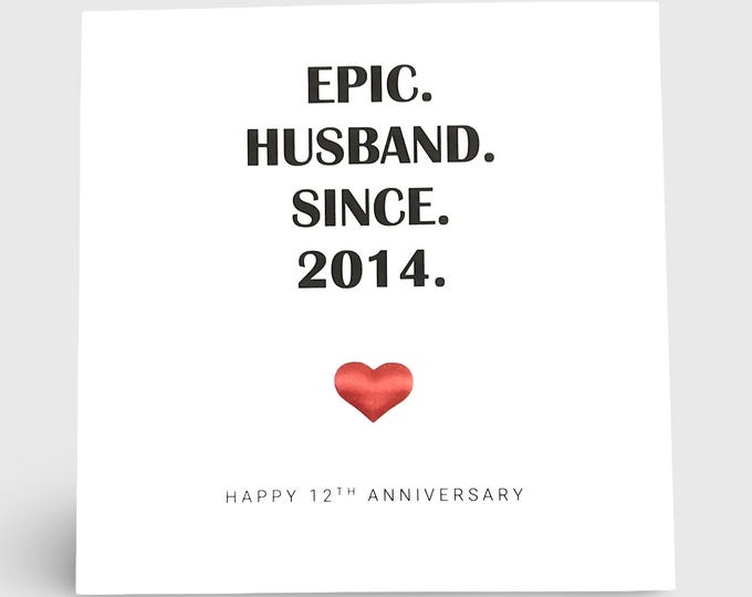 12th Wedding Anniversary Card Silk Anniversary Epic Wife Husband Him Her Couple