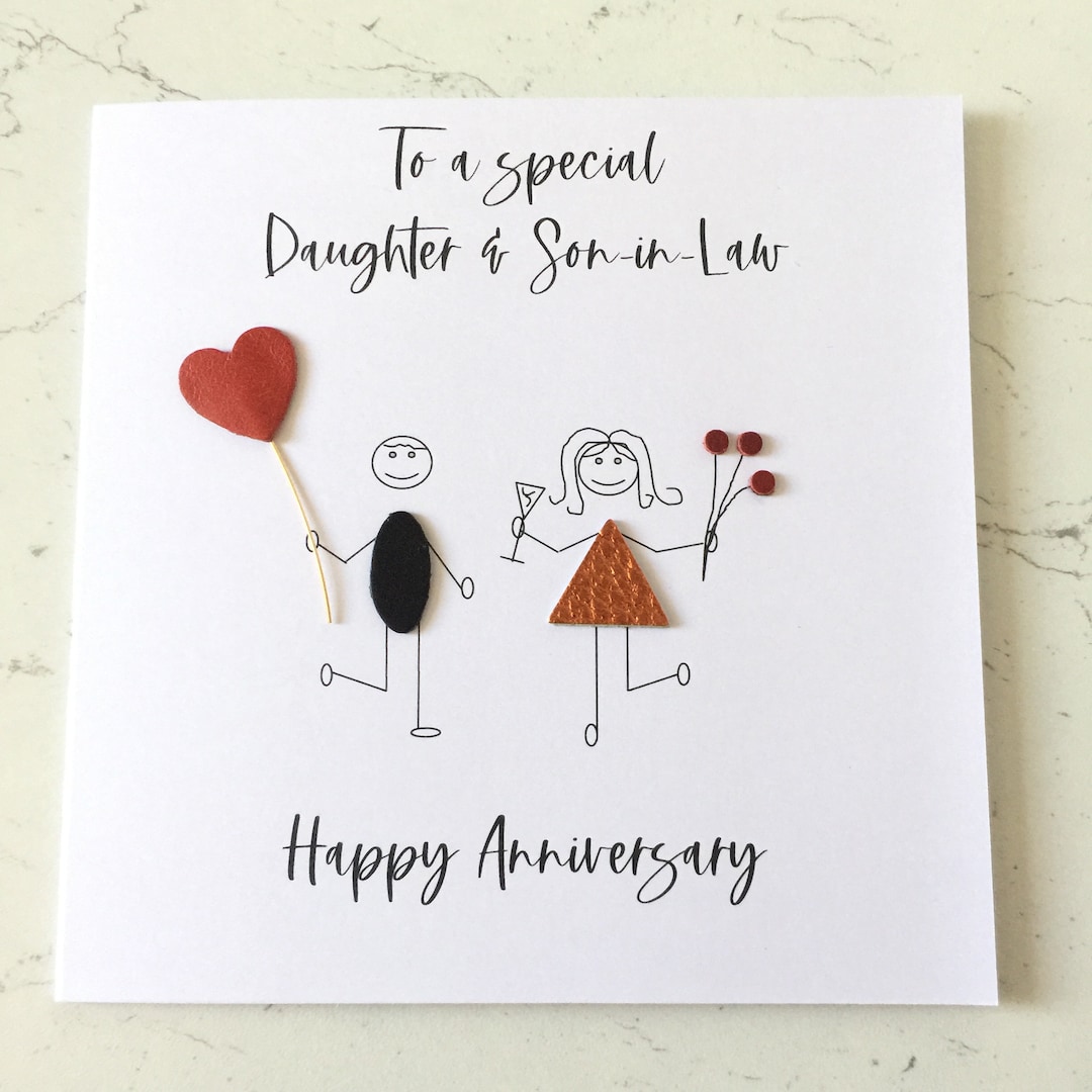 Wedding Anniversary Card Daughter Son In-law Leather Anniversary Card Stick Man Couple - Etsy wedding-anniversary-card-daughter-son-in-law-leather-anniversary-card-stick-man-couple-etsy