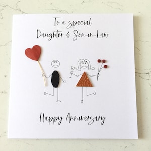 Carte d'anniversaire de mariage fille gendre carte d'anniversaire en cuir homme couple