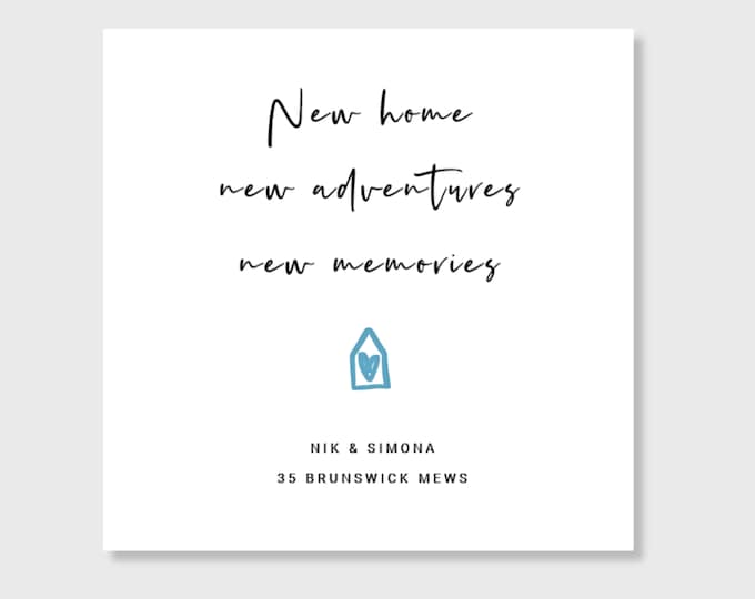New Home Card Personalised New Adventures New Memories
