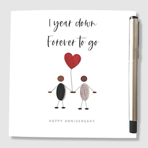 1er anniversaire carte papier anniversaire de mariage 1 an vers le bas lui son mari femme couple