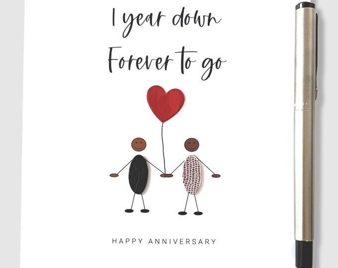 1st Anniversary Card Paper Wedding Anniversary 1 Year Down Him Her Husband Wife Couple