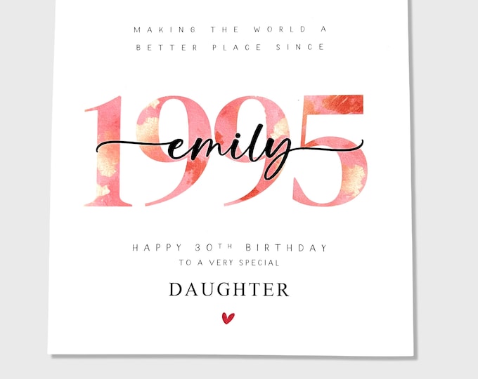30th Birthday Card 1995 Better Place Daughter Granddaughter Sister Niece Auntie Friend Her