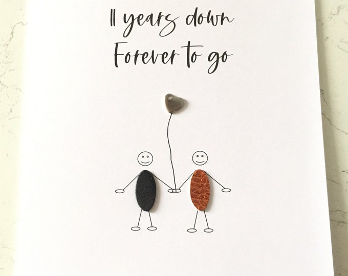 11th Anniversary Card Steel Wedding Anniversary Card 11 Years Down Him Her Husband Wife