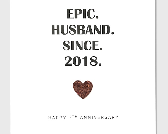 7th Wedding Anniversary Card Copper Anniversary Epic Wife Husband Him Her Couple