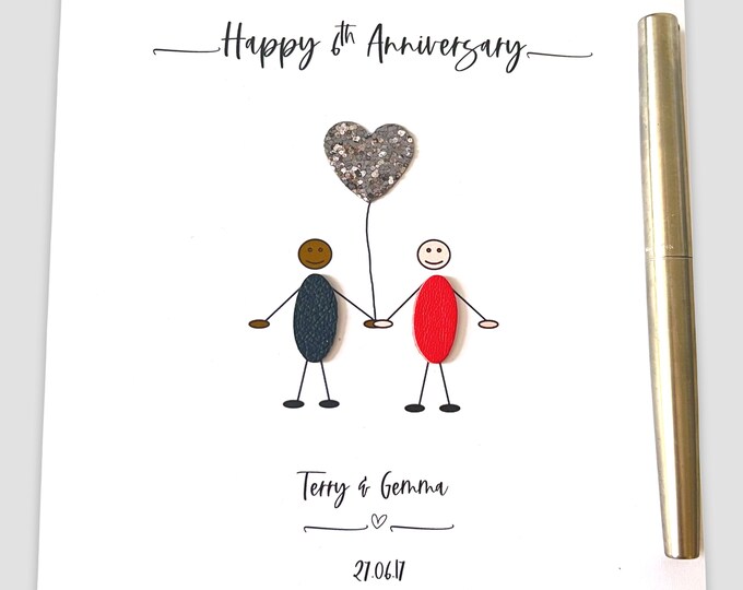 6th Anniversary Card Personalised Iron Wedding Anniversary Interracial Couple Him Her