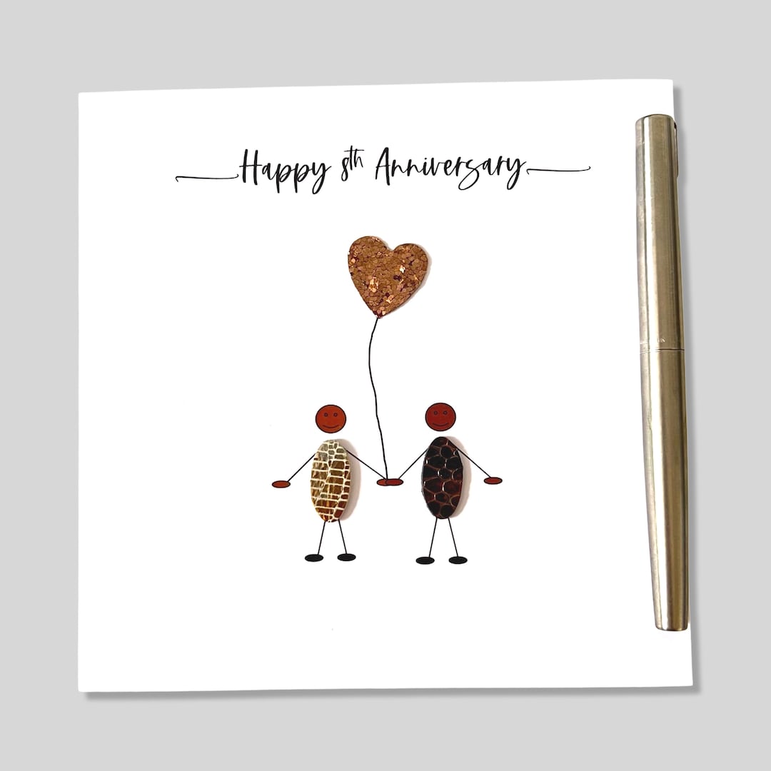 8th Wedding Anniversary Card Bronze Anniversary ETHNIC Wife Husband Him ...