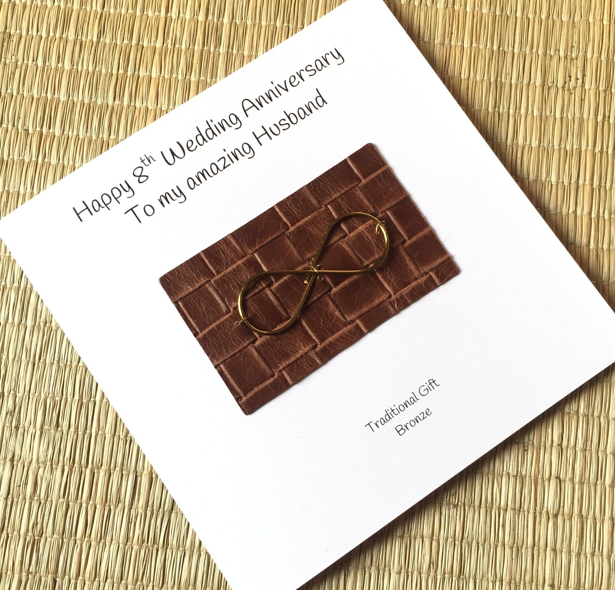 8th Wedding Anniversary Card Bronze Anniversary Infinity Husband Wife Him Her Handmade UK