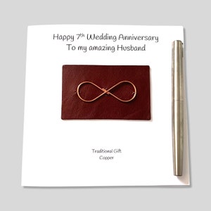 7th Wedding Anniversary Card Copper Anniversary Infinity Husband Wife Him Her Handmade UK