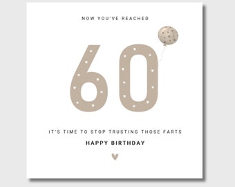 60th Birthday Card for Him or Her Funny Card