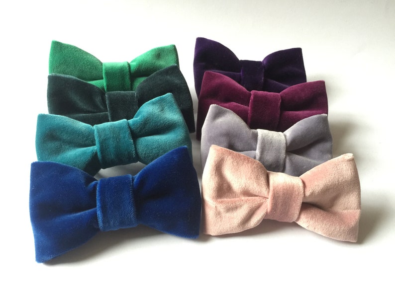 Dog Bow Tie Royal Blue Velvet Dog Harness Bowtie Easily Attachable and Adjustable Pet Bow Ties