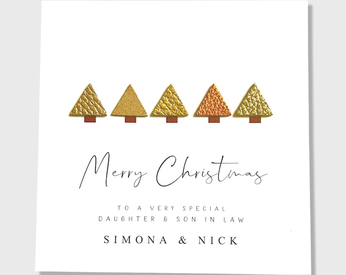 Personalised Daughter Christmas Card Son in Law Leather Trees