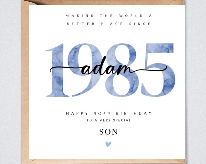 40th Birthday Card Personalised 1985 Son Grandson Brother Husband Him