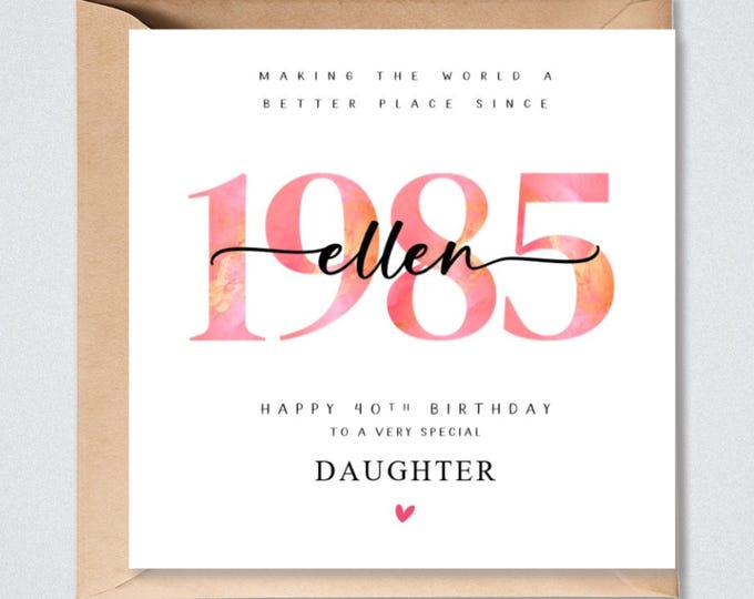 40th Birthday Card Personalised 1985 Daughter Wife Sister Granddaughter Her