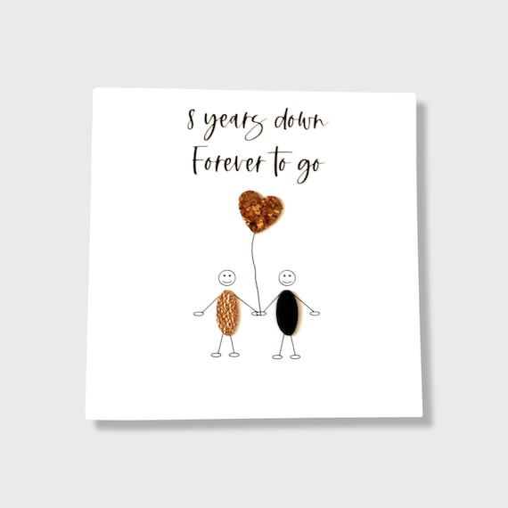 8th Wedding Anniversary Card, Bronze Anniversary, 8 Years Down