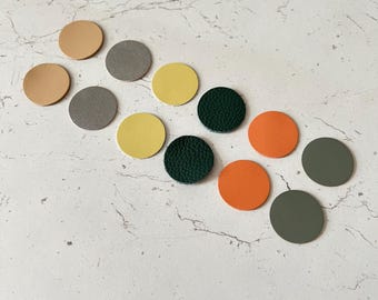 Leather Disc Shapes 1" Circle Die Cut Blanks Silver Beige 12 Pieces