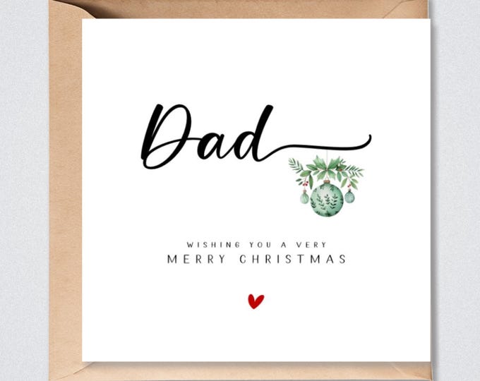 Dad Christmas Card Green Bauble Xmas Card for Dad