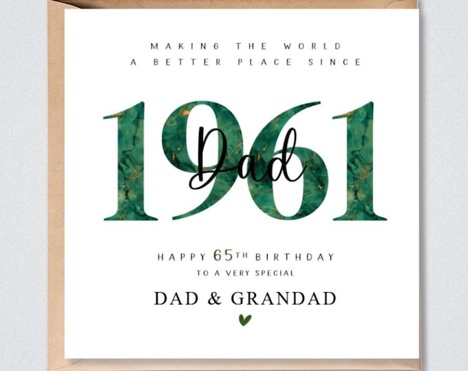 Personalised 65th Birthday Card, 1961 Dad Grandad Brother Uncle Godfather