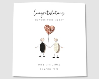 Personalised Wedding Card, Wedding Day Congratulations