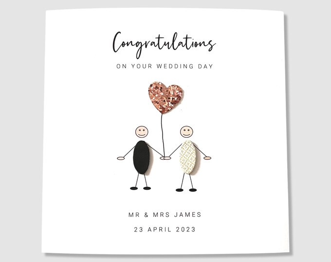 Personalised Wedding Card Wedding Day Congratulations Little People