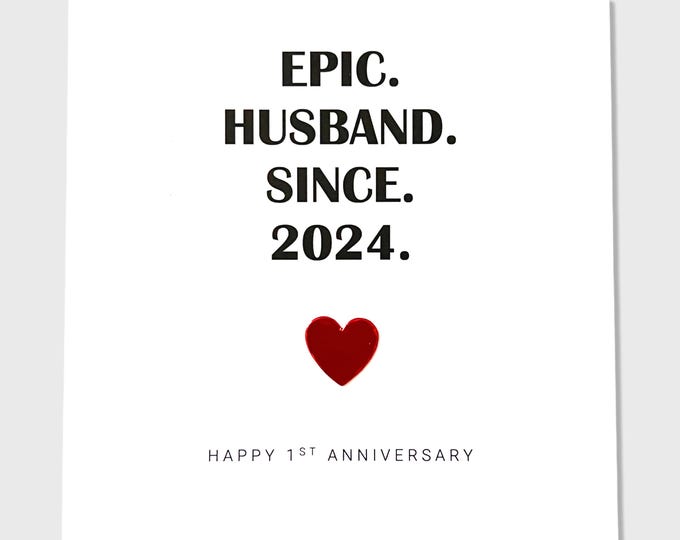 1st Wedding Anniversary Card Paper Anniversary Epic Wife Husband Him Her Couple