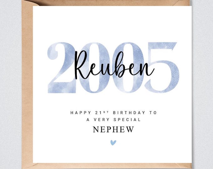 21st Birthday Card, 2005, Son Grandson Brother Nephew Friend