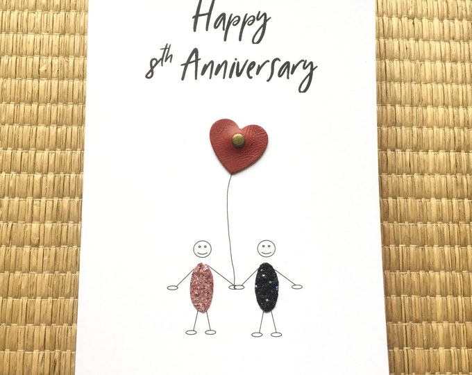 8th Anniversary Card Bronze Wedding Anniversary Husband Wife Him Her Little People