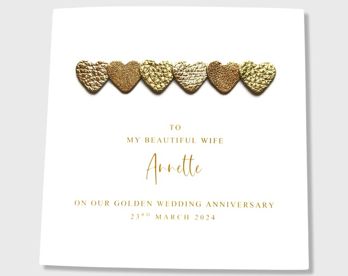 Golden Wedding Anniversary Card Personalised 50th Anniversary Card