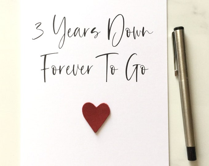 3rd Anniversary Card Leather Wedding Anniversary 3 Years Down Him Husband Her Wife Daughter Son Couple Budget Range