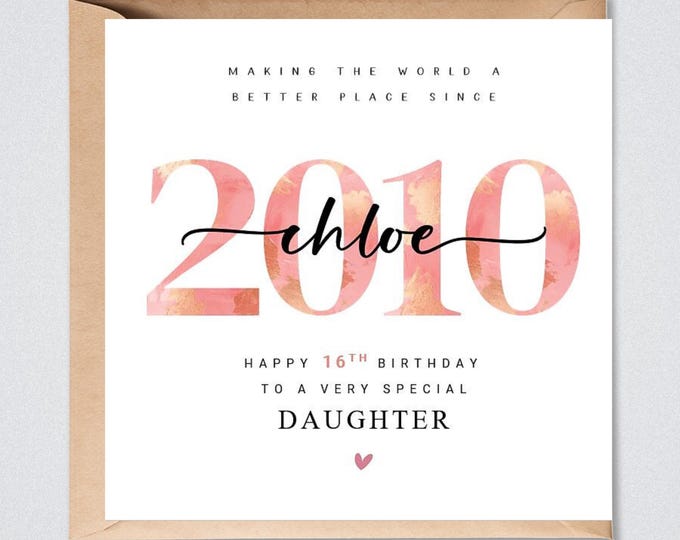 16th Birthday Card Daughter, Personalised 2010, Her