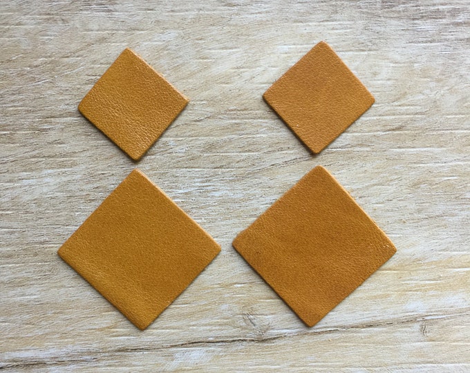 28 Pieces Leather Square Blanks Earring Shapes Die Cuts English Mustard 14 Pairs