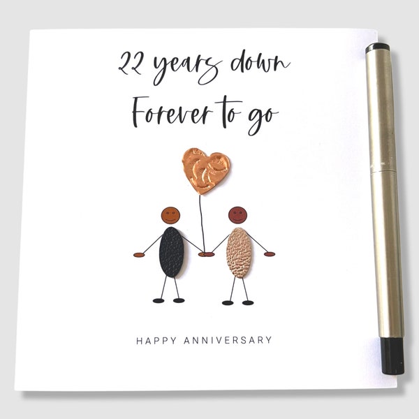 22nd Wedding Anniversary Card 22 Years Down Copper Anniversary Ethnic Him Her Husband Wife