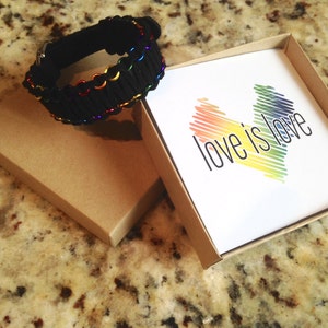 Gay Pride, LGBTQ, Rainbow Bracelet - Leather cuff bracelet with rainbow rings | rainbow bracelet | pride bracelet | lesbian | FREE SHIPPING