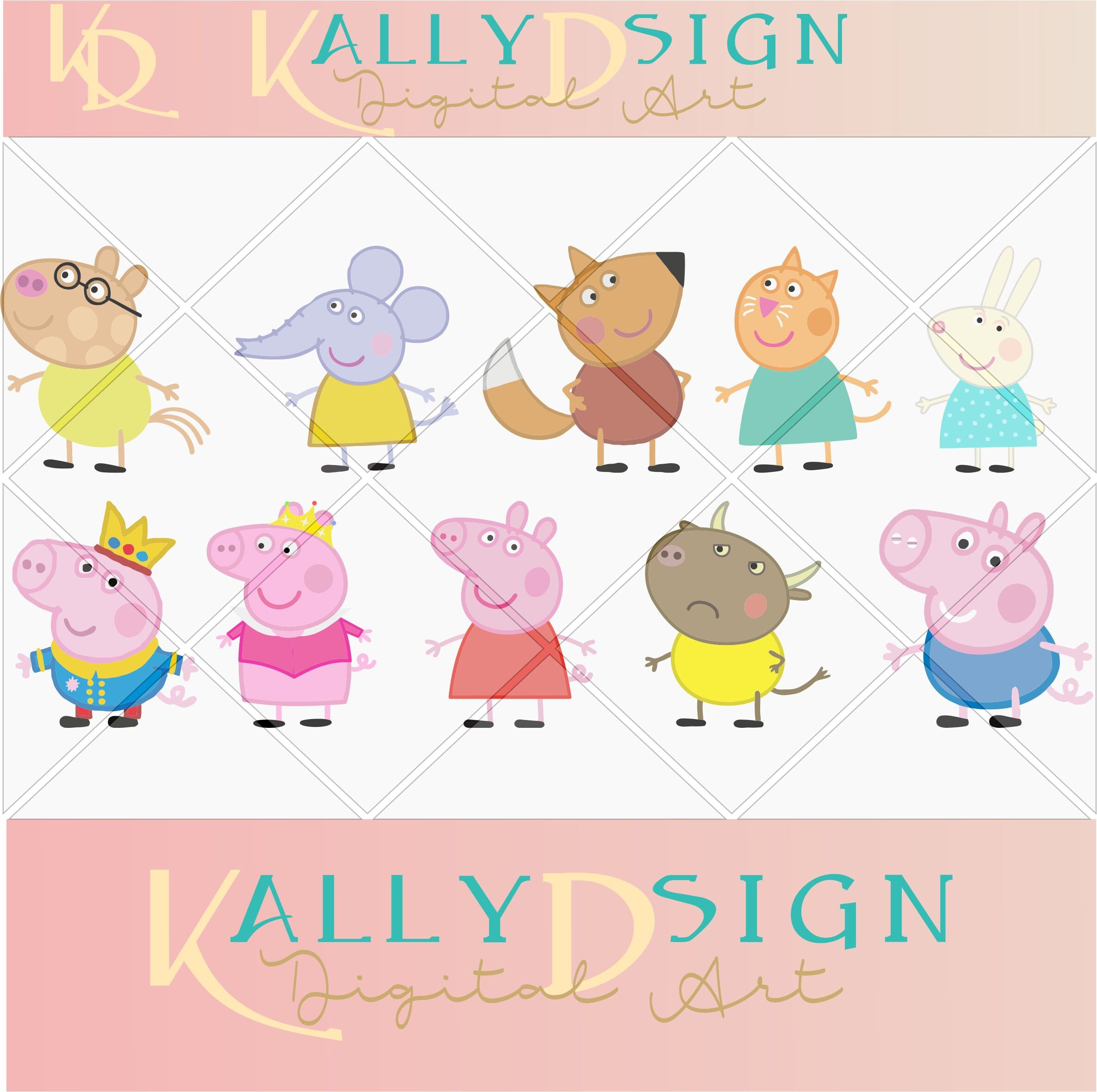 Download peppa pig family svg files for cricut | Etsy