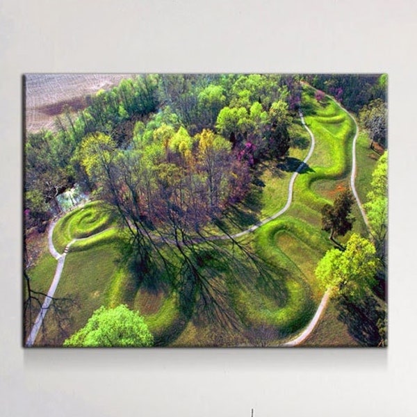 The Great Serpent Mound Canvas Wall Art, American Indian Decor, Ohio Earthworks Art, Adena Culture, Fort Ancient Culture, Ohio Art