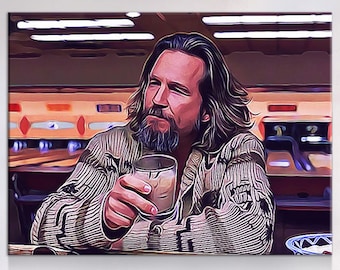 The Dude Canvas Wall Art, The Big Lebowski, The Dude Canvas Print, The Dude Lives On, Abstract Art, 1 Piece Wall Art Set