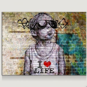 Love Heart Canvas Motivation Art Banksy Art Graffiti Painting Love Canvas  Street Art Graffiti Wall Art Modern Art 