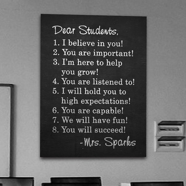 Dear Students Canvas Wall Art, Classroom Decor ,Teachers, Personalized Name, Teacher Gift, Classroom Decor, Classroom Sign