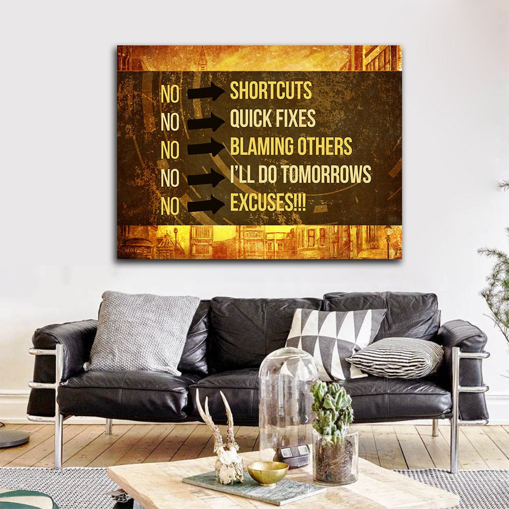 No Shortcuts No Excuses Motivational Canvas Wall Art, Motivational Wall  Decor, Office Decor, Success Quotes, Motivational Quotes 